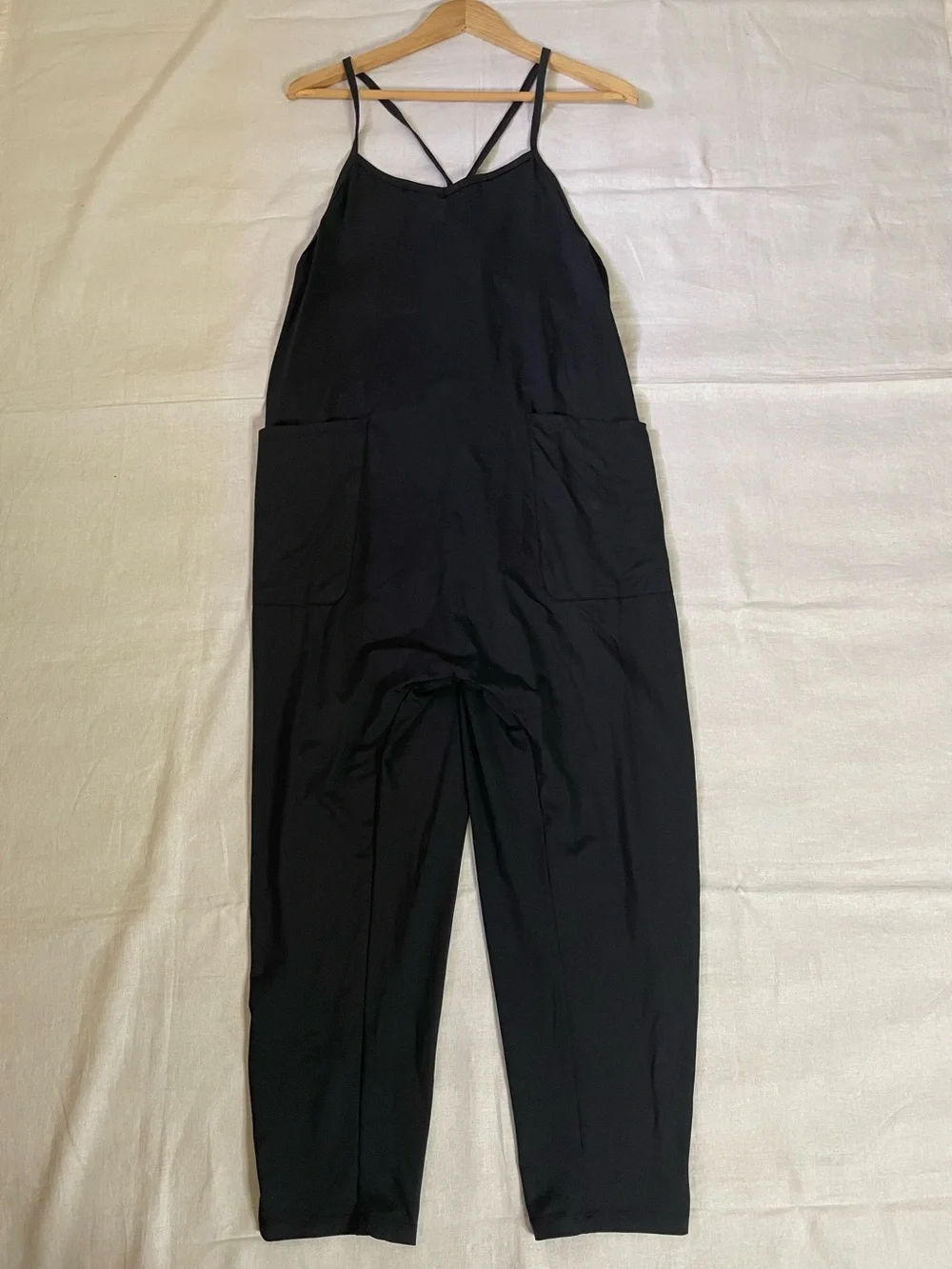 Halara Black relaxed spaghetti straps Pocket Jumpsuit
